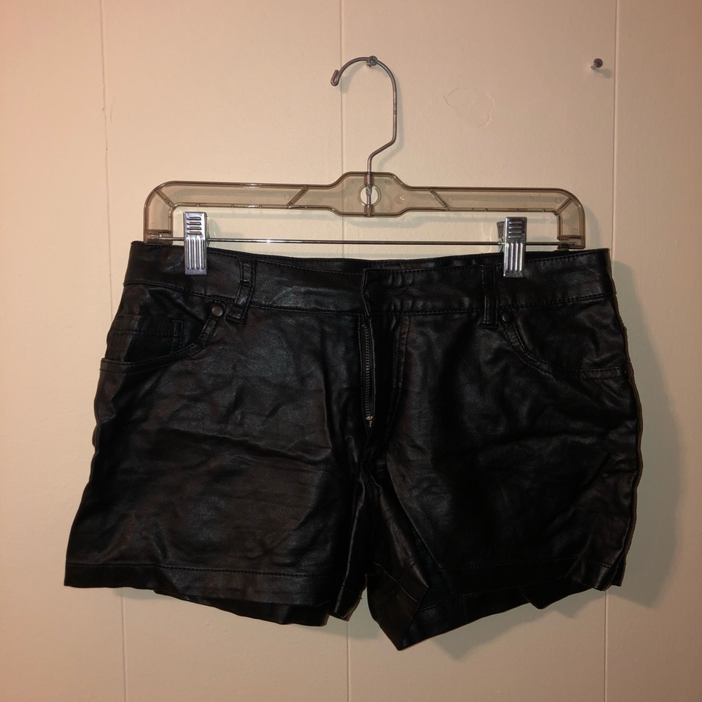 Faux leather shorts